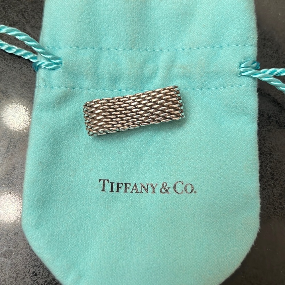 Tiffany & Co. Somerset Mesh Ring Band Size 8 Sterling Silver 925 T&Co Unisex